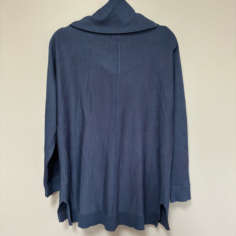 Joan Vass | New York Navy Cowl Neck Lightweight Sweater Size L NEW - Picture 2 of 7